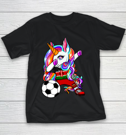 Dabbing Unicorn Kenya Soccer Fans Jersey Kenyan Football Youth T-Shirt