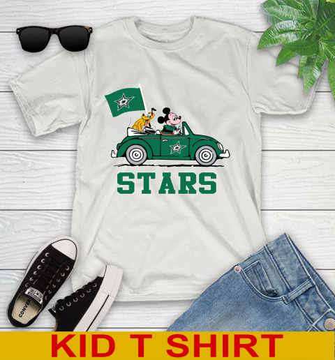 NHL Hockey Dallas Stars Pluto Mickey Driving Disney Shirt Youth T-Shirt 12