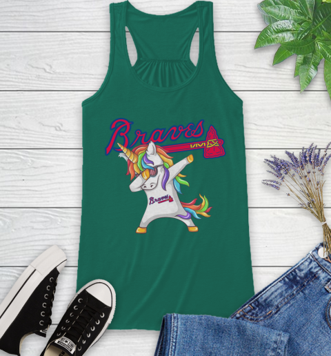 Atlanta Braves MLB Baseball Funny Unicorn Dabbing Sports Racerback Tank 7