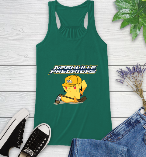 NHL Pikachu Hockey Sports Nashville Predators Racerback Tank 7