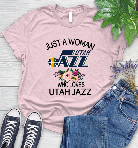 NBA Just A Woman Who Loves Utah Jazz Basketball Sports Women's T-Shirt 8