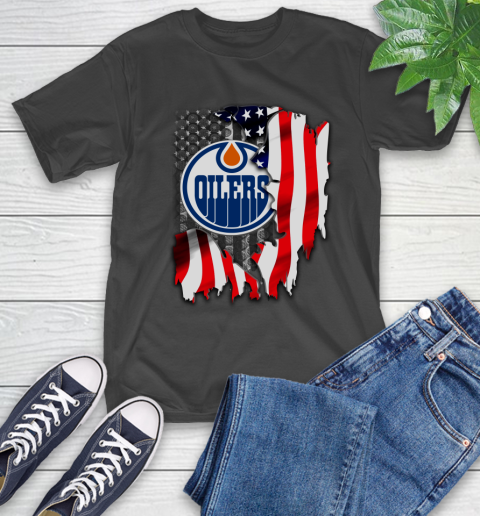 Edmonton Oilers NHL Hockey American Flag T-Shirt
