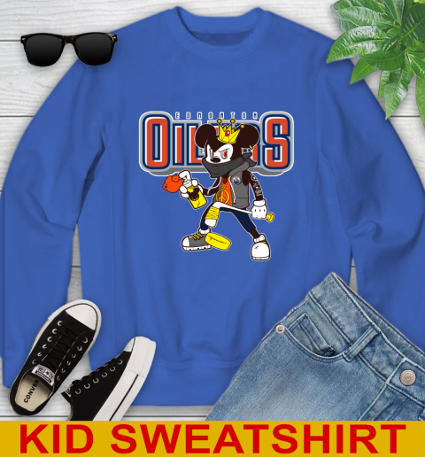 Edmonton Oilers NHL Hockey Mickey Peace Sign Sports Youth Sweatshirt 7