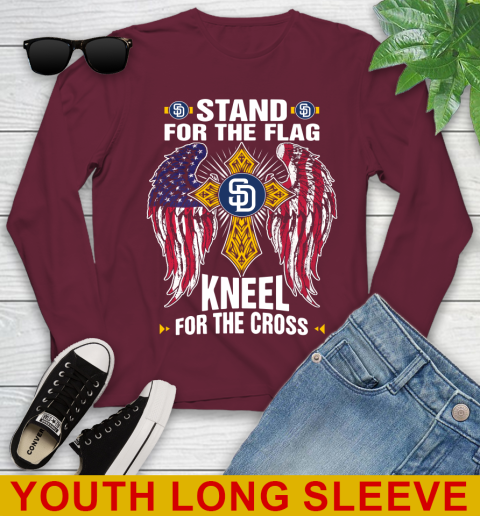 MLB Baseball San Diego Padres Stand For Flag Kneel For The Cross Shirt Youth Long Sleeve 6