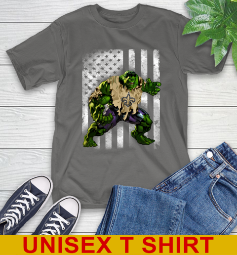 New Orleans Saints Hulk Marvel Avengers NFL Football American Flag T-Shirt 10