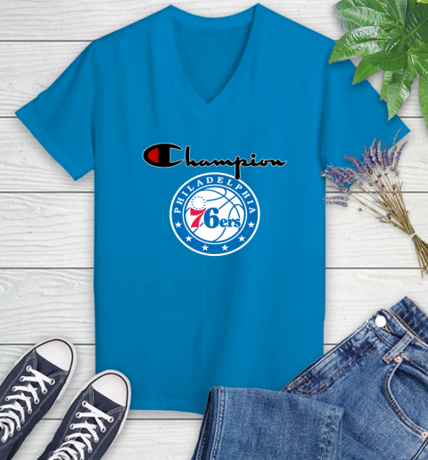 NBA Basketball Philadelphia 76ers Champion Shirt Women's V-Neck T-Shirt 5