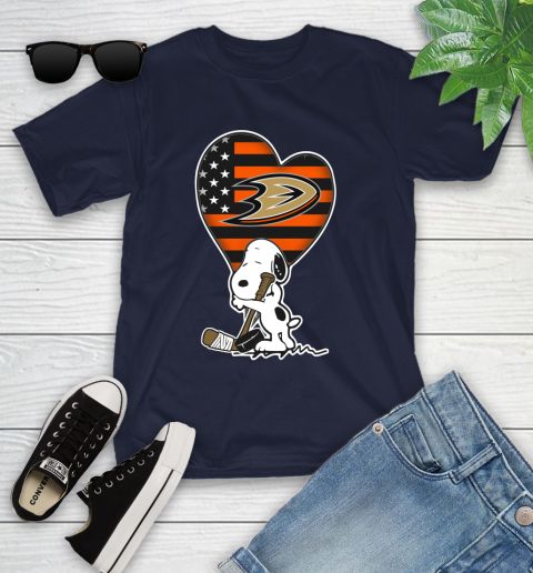 Anaheim Ducks NHL Hockey The Peanuts Movie Adorable Snoopy Youth T-Shirt 3