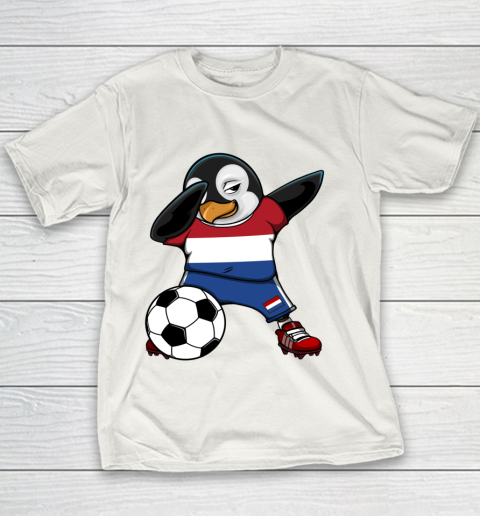 Dabbing Penguin Netherlands Soccer Fan Jersey Football Lover Youth T-Shirt