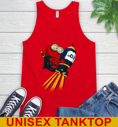 NBA Basketball Utah Jazz Deadpool Minion Marvel Shirt Tank Top - Image 6