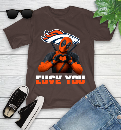 NHL Denver Broncos Deadpool Love You Fuck You Football Sports Youth T-Shirt 7