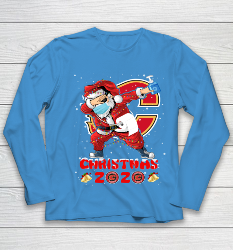 Calgary Flames Funny Santa Claus Dabbing Christmas 2020 NHL Youth Long Sleeve 5