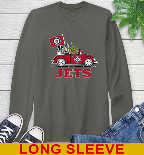 NHL Hockey Winnipeg Jets Darth Vader Baby Yoda Driving Star Wars Shirt Long Sleeve T-Shirt 8