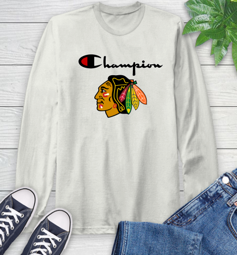 NHL Hockey Chicago Blackhawks Champion Shirt Long Sleeve T-Shirt 11