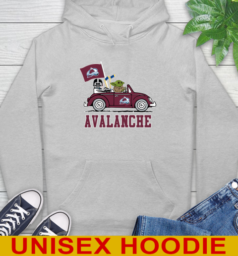 NHL Hockey Colorado Avalanche Darth Vader Baby Yoda Driving Star Wars Shirt Hoodie - Image 7