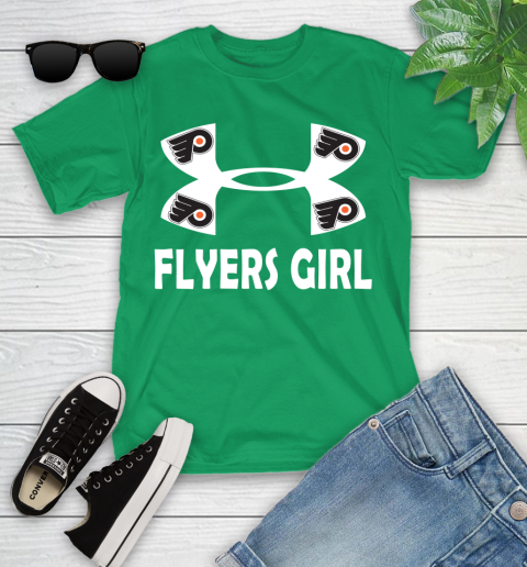 NHL Philadelphia Flyers Girl Under Armour Hockey Sports Youth T-Shirt 8
