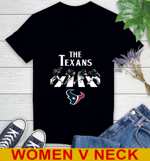 NFL Football Houston Texans The Beatles Rock Band Shirt Women's V-Neck T-Shirt