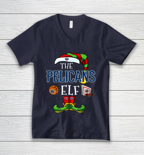 New Orleans Pelicans Christmas ELF Funny NBA V-Neck T-Shirt 2