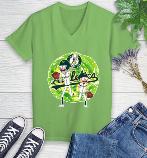 MLB Oakland Athletics Rick And Morty Baseball Sports Women's V-Neck T-Shirt 11