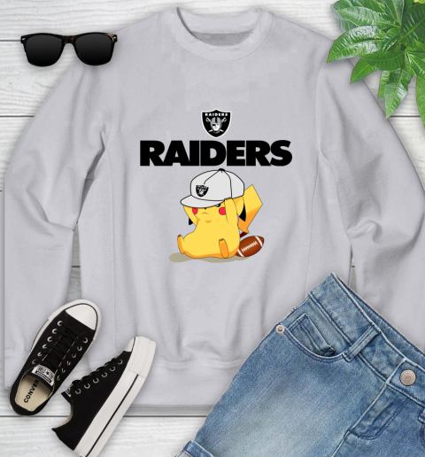NFL Pikachu Football Sports Oakland Raiders Youth Sweatshirt 4