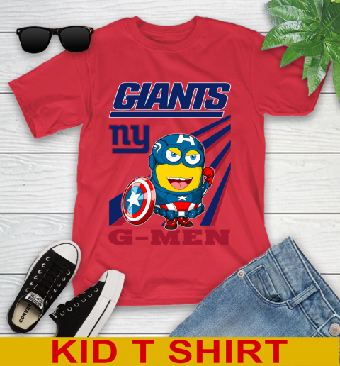 NFL Football New York Giants Captain America Marvel Avengers Minion Shirt Youth T-Shirt 11