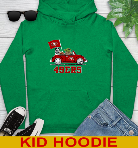NFL Football San Francisco 49ers Darth Vader Baby Yoda Driving Star Wars Shirt Youth Hoodie 8
