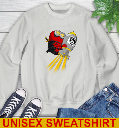 NBA Basketball Brooklyn Nets Deadpool Minion Marvel Shirt Sweatshirt - Image 6