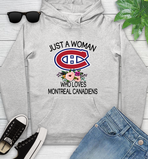 NHL Just A Woman Who Loves Montreal Canadiens Hockey Sports Youth Hoodie
