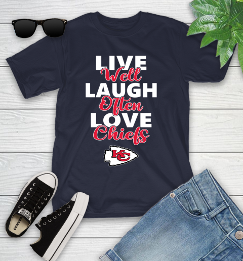 NFL Football Kansas City Chiefs Live Well Laugh Often Love Shirt Youth T-Shirt 2