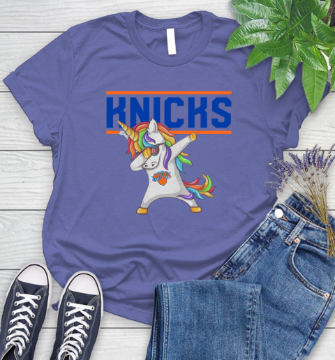New York Knicks NBA Basketball Funny Unicorn Dabbing Sports Women's T-Shirt 11