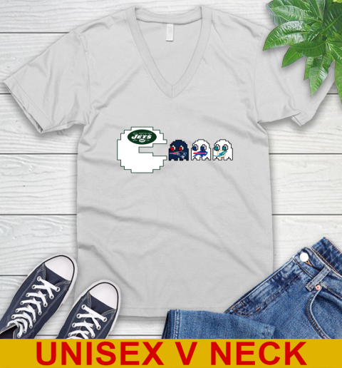 New York Jets NFL Football Pac Man Champion V-Neck T-Shirt