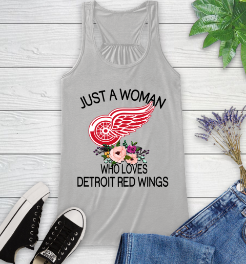NHL Just A Woman Who Loves Detroit Red Wings Hockey Sports Racerback Tank