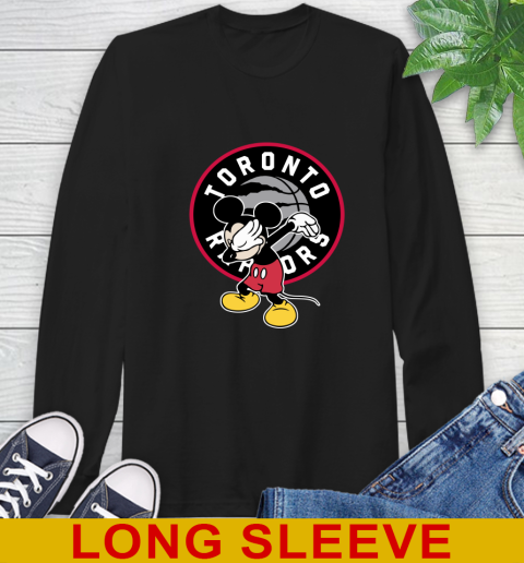 Toronto Raptors NBA Basketball Dabbing Mickey Disney Sports Long Sleeve T-Shirt 2