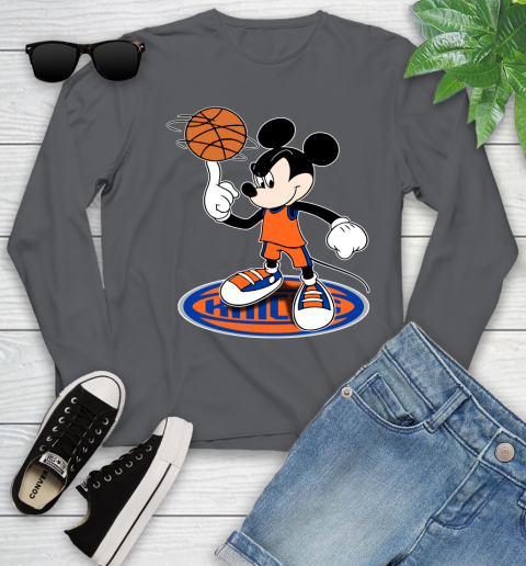 NBA Basketball New York Knicks Cheerful Mickey Disney Shirt Youth Long Sleeve 8