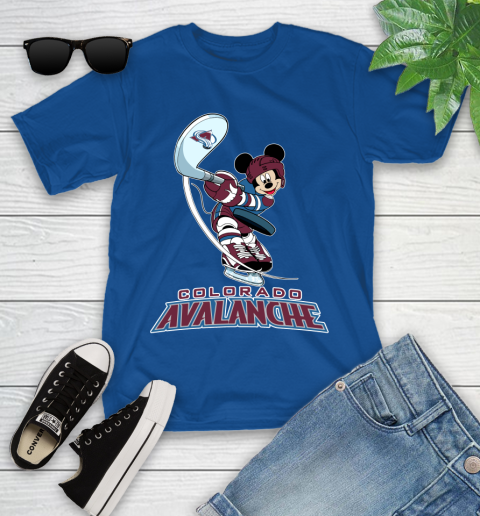 NHL Hockey Colorado Avalanche Cheerful Mickey Mouse Shirt Youth T-Shirt 9