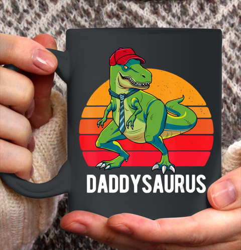 Father gift shirt Daddysaurus Shirt Fathers Day Gifts T Rex Daddy Saurus Men T Shirt Ceramic Mug 11oz