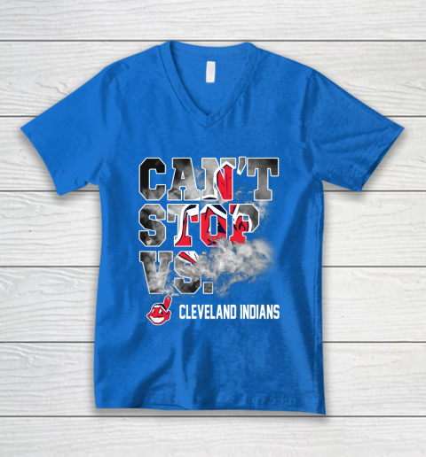 MLB Cleveland Indians Baseball Can't Stop Vs Cleveland Indians V-Neck T-Shirt 5