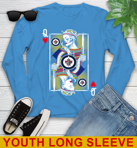 NHL Hockey Winnipeg Jets The Queen Of Hearts Card Shirt Youth Long Sleeve 8