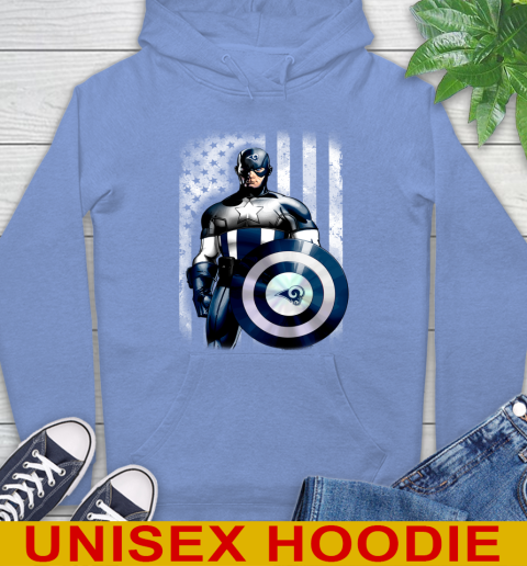 Los Angeles Rams NFL Football Captain America Marvel Avengers American Flag Shirt Hoodie 11