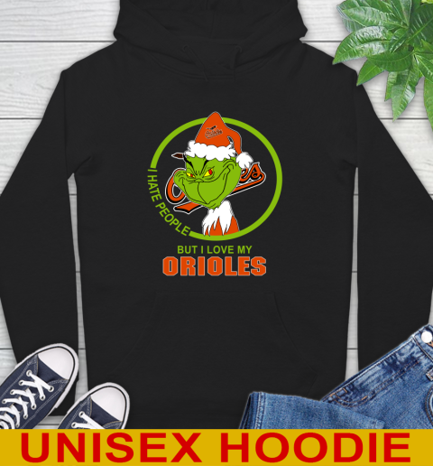Baltimore Orioles MLB Christmas Grinch I Hate People But I Love My Favorite Baseball Team Hoodie 2