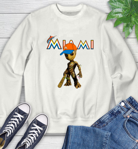 MLB Miami Marlins Groot Guardians Of The Galaxy Baseball Sweatshirt