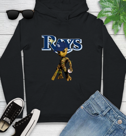 MLB Tampa Bay Rays Groot Guardians Of The Galaxy Baseball Youth Hoodie 2
