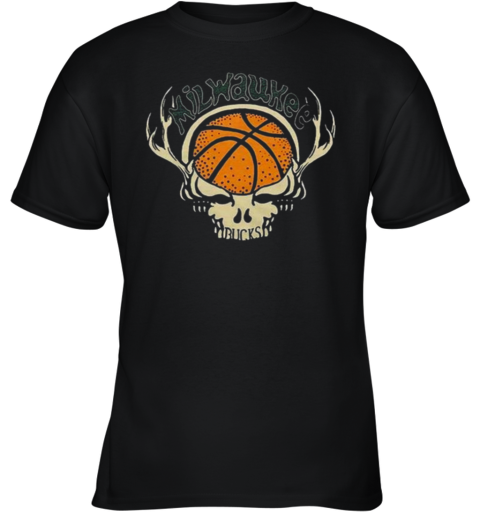 NBA x Grateful Dead x Milwaukee Bucks Skull 2024 Youth T-Shirt