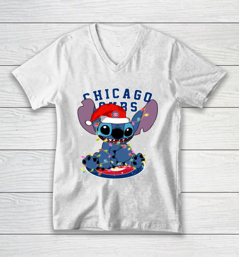 Chicago Cubs MLB noel stitch Baseball Christmas V-Neck T-Shirt