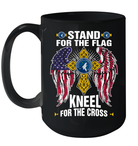 NBA Basketball Minnesota Timberwolves Stand For Flag Kneel For The Cross Shirt Ceramic Mug 15oz