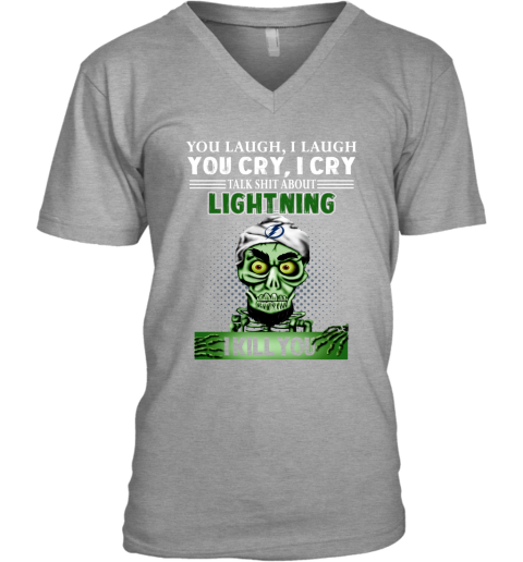 NHL Talk Shit About Tampa Bay Lightning I Kill You Achmed The Dead Terrorist Jeffrey Dunham Hockey CX2VEly9GHE v neck unisex 8 95 151514 front sport grey