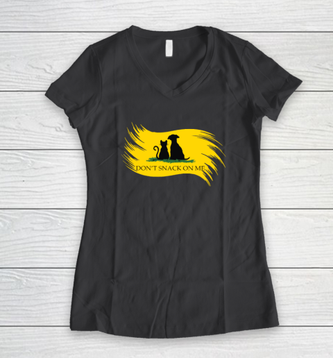 Don't Snack on Me Funny Cats Dogs, Pet Women's V-Neck T-Shirt 4