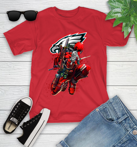 NFL Deadpool Marvel Comics Sports Football Philadelphia Eagles Youth T-Shirt 10