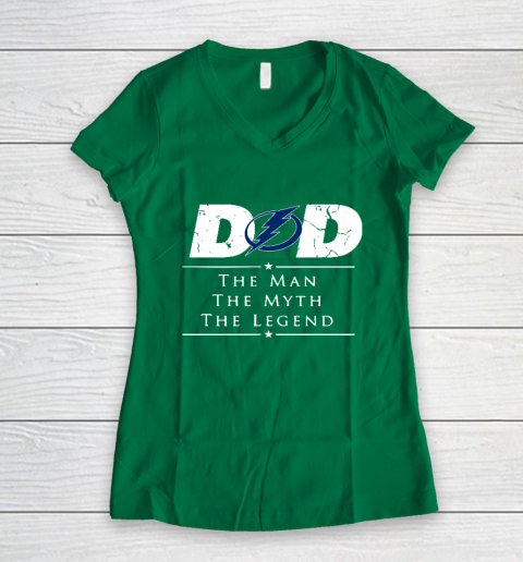 Tampa Bay Lightning NHL Ice Hockey Dad The Man The Myth The Legend Women's V-Neck T-Shirt 3