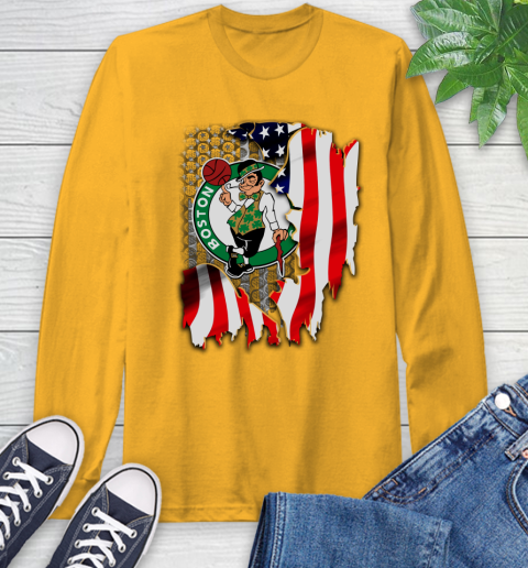 Boston Celtics NBA Basketball American Flag Long Sleeve T-Shirt 2