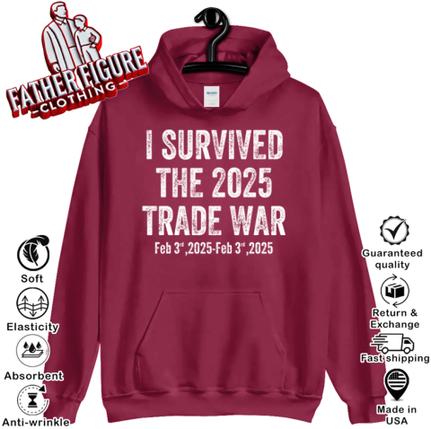 zkqo i survived the 2025 trade war feb 3rd 2025 hoodie 23 front cardinal red